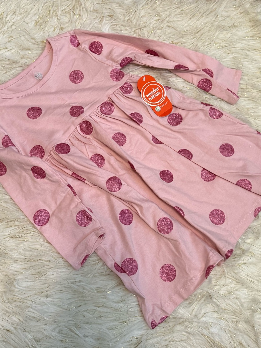 wonder nation Pink Long-Sleeve Polka Dot Girls Nightgown